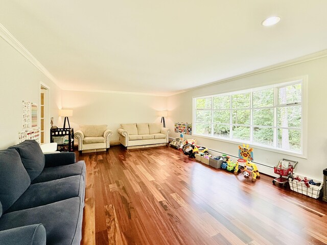 51 Boulder Brook Dr, Stamford, CT 06903 - living area with ornamental molding, wood finished floors, and recessed lighting