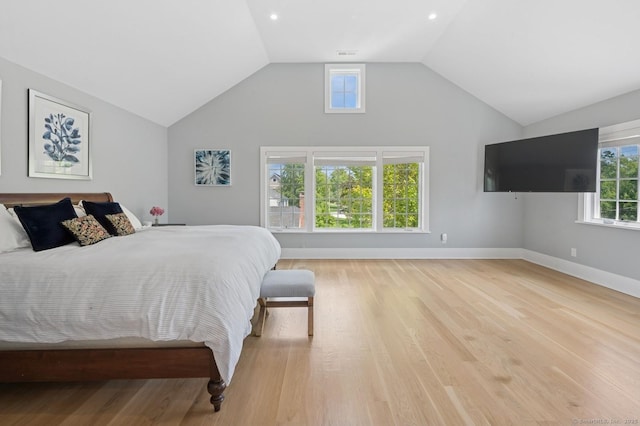27 Waverly Rd, Darien, CT 06820 - bedroom with light wood-type flooring, baseboards, and high vaulted ceiling