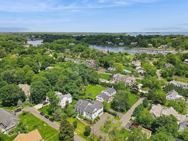 27 Waverly Rd, Darien, CT 06820 - aerial perspective of suburban area featuring a large body of water and a tree filled landscape