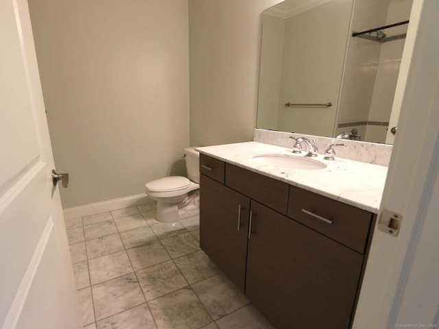 144 E Ave Apt B106, Norwalk, CT 06851 - bathroom featuring vanity, toilet, a shower, and baseboards