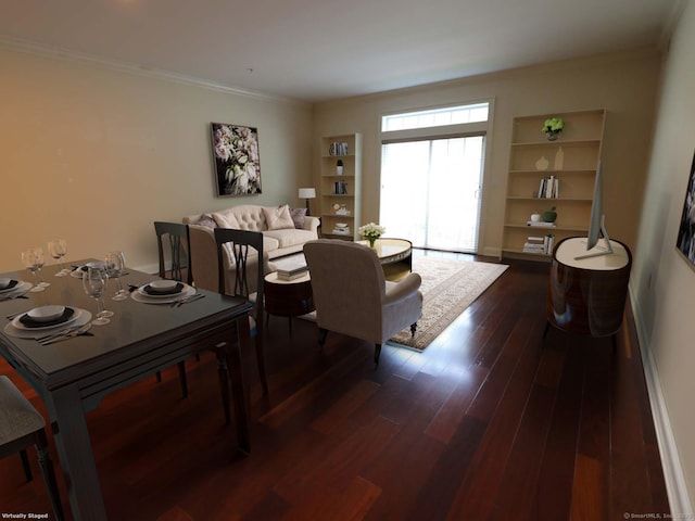 144 E Ave Apt B106, Norwalk, CT 06851 - dining space featuring ornamental molding, dark wood finished floors, and built in features