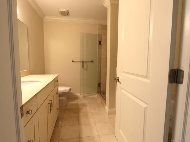 144 E Ave Apt B106, Norwalk, CT 06851 - full bath with vanity, a shower stall, ornamental molding, toilet, and baseboards