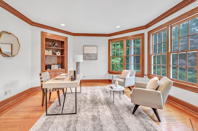 4 Lyons Plain Rd, Weston, CT 06883 - office space with crown molding, wood finished floors, plenty of natural light, and recessed lighting