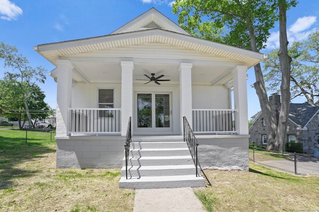26 Mary St, Shelton, CT 06484 - view of front of home with a porch, a ceiling fan, and a front yard