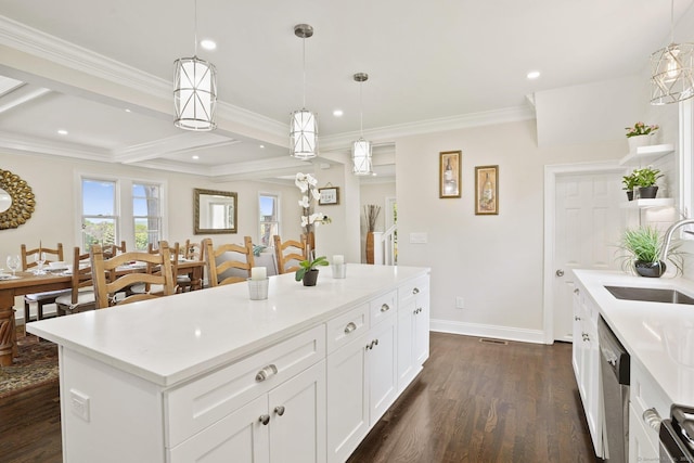 26 Mary St, Shelton, CT 06484 - kitchen with a sink, stainless steel appliances, dark wood-type flooring, light countertops, and white cabinets