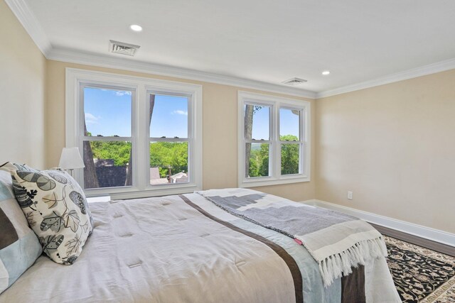 26 Mary St, Shelton, CT 06484 - bedroom with baseboards, ornamental molding, recessed lighting, and wood finished floors