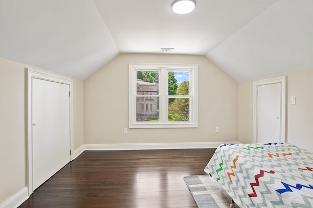 26 Mary St, Shelton, CT 06484 - bedroom with dark wood-style flooring, baseboards, and lofted ceiling