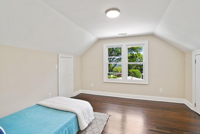 26 Mary St, Shelton, CT 06484 - bedroom featuring wood finished floors, vaulted ceiling, and baseboards
