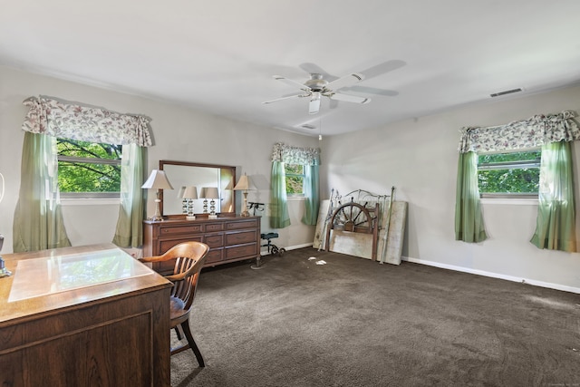 337 Woodbine Rd, Stamford, CT 06903 - office space featuring plenty of natural light, ceiling fan, dark colored carpet, and baseboards