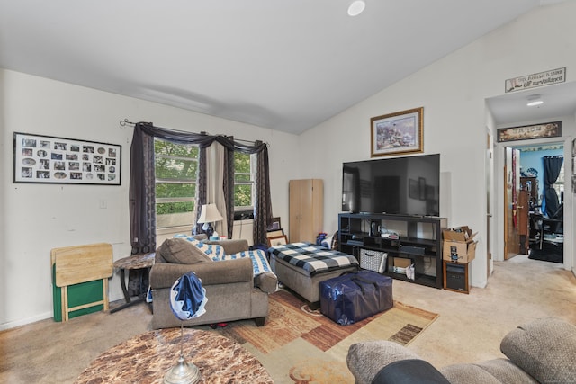 337 Woodbine Rd, Stamford, CT 06903 - carpeted living area with lofted ceiling