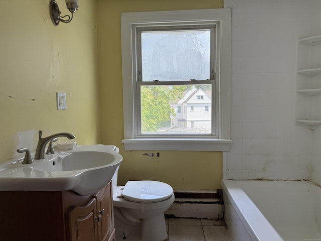 34 Buckingham Ave, Norwich, CT 06360 - bathroom with toilet, vanity, a tub, and tile patterned flooring