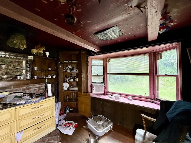 70 E Hill Rd, Canton, CT 06019 - home office featuring cooling unit, beam ceiling, and wood finished floors