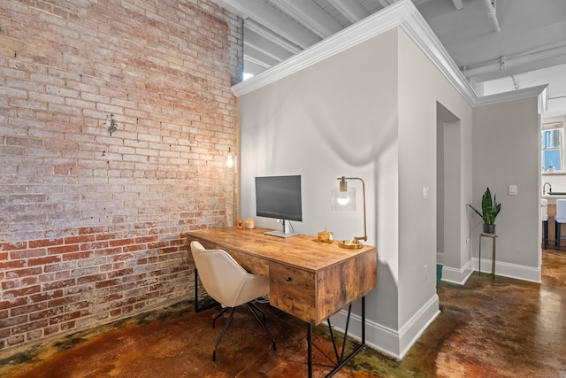 43 Chestnut St Unit 60, New Haven, CT 06511 - office featuring concrete flooring, baseboards, and brick wall