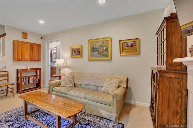 19 Oak Leaf Cir, Coventry, CT 06238 - living room with light carpet, baseboards, and recessed lighting