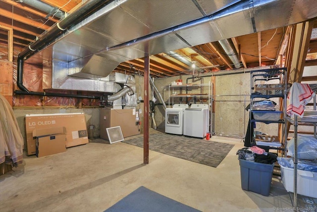 19 Oak Leaf Cir, Coventry, CT 06238 - unfinished basement with washing machine and dryer and heating unit