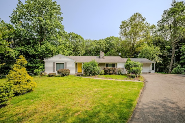 11 Walker Ln, Woodbridge, CT 06525 - ranch-style house with a chimney and driveway
