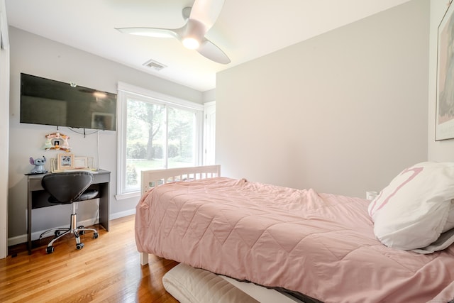11 Walker Ln, Woodbridge, CT 06525 - bedroom featuring light wood-style floors, an office area, ceiling fan, and baseboards