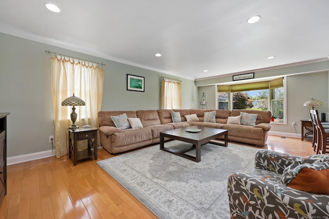 15 Oakledge Cir, Norwalk, CT 06854 - living area featuring crown molding, light wood-style floors, and recessed lighting