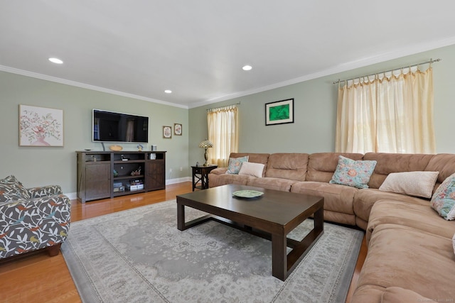 15 Oakledge Cir, Norwalk, CT 06854 - living area with ornamental molding, recessed lighting, and wood finished floors