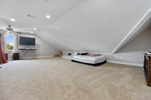 15 Oakledge Cir, Norwalk, CT 06854 - bonus room with lofted ceiling, carpet flooring, recessed lighting, and a ceiling fan