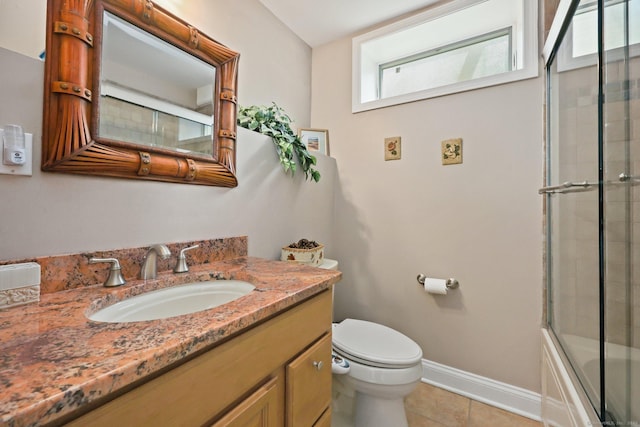 15 Oakledge Cir, Norwalk, CT 06854 - full bathroom featuring vanity, tile patterned floors, and combined bath / shower with glass door