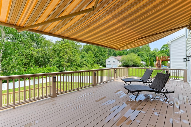 402 Jones Hill Rd, West Haven, CT 06516 - wooden terrace with stairway and view of scattered trees