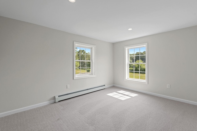 8 Wilson Ave, Waterford, CT 06375 - carpeted empty room with a baseboard radiator, baseboards, and recessed lighting