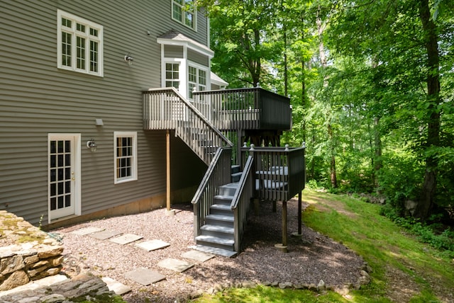 35 Hunting Ridge Rd, Easton, CT 06612 - exterior space with stairs and a wooden deck