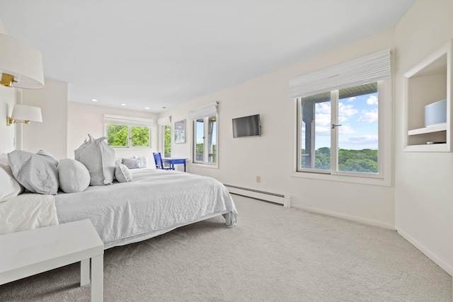 70 Prospect Hill Rd, Groton, CT 06340 - bedroom featuring a baseboard heating unit, carpet floors, baseboards, and recessed lighting