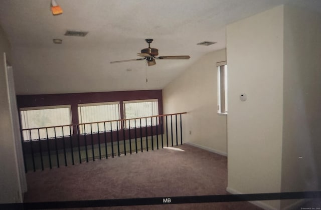 280 Brittany Farms Rd Apt C, New Britain, CT 06053 - empty room with ceiling fan, carpet flooring, lofted ceiling, and baseboards