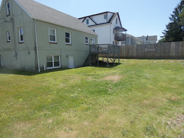 450 Thorme St, Bridgeport, CT 06606 - view of yard with stairway and a wooden deck