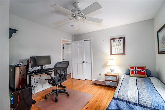11 Wendover Rd, Newtown, CT 06470 - bedroom featuring wood finished floors, an office area, baseboards, a closet, and a ceiling fan
