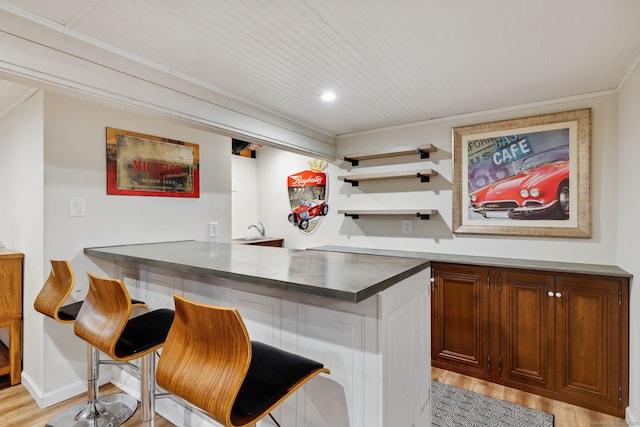 20 Marlin Rd, New Britain, CT 06053 - bar with light wood-type flooring, recessed lighting, crown molding, and baseboards