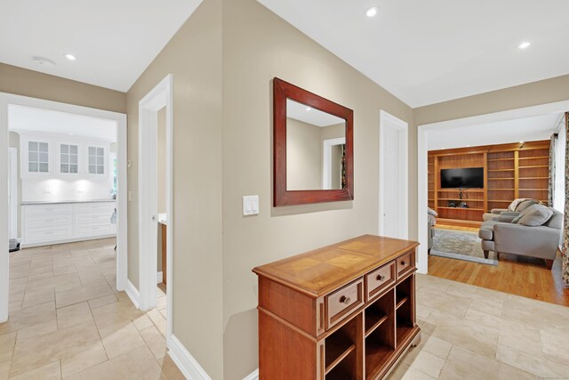 19 Maplecrest Dr, Danbury, CT 06811 - hall with recessed lighting and light tile patterned floors