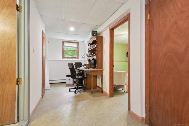 6 Royal Oaks Dr, Ledyard, CT 06339 - office space featuring a baseboard heating unit, a drop ceiling, baseboards, and recessed lighting