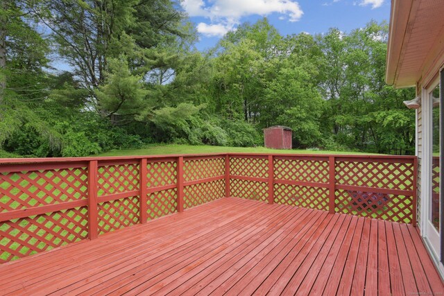 6 Royal Oaks Dr, Ledyard, CT 06339 - wooden terrace featuring view of wooded area