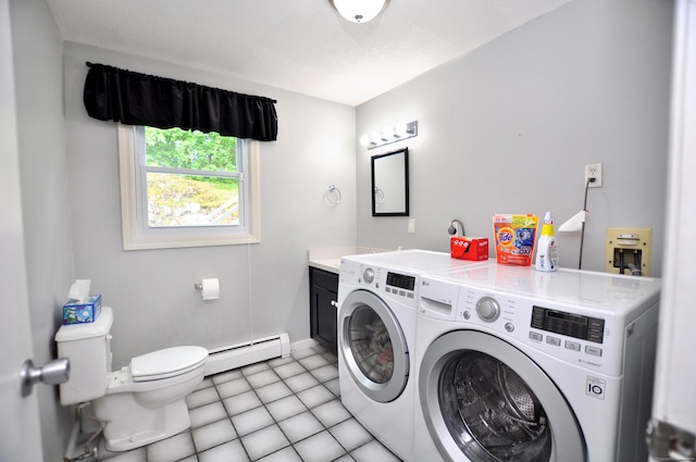 59 Settlers Knl, Newington, CT 06111 - laundry area with a baseboard radiator, washing machine and clothes dryer, and baseboards