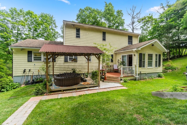 30 Hi Barlow Rd, Newtown, CT 06470 - back of house with a gazebo, a deck, and a lawn