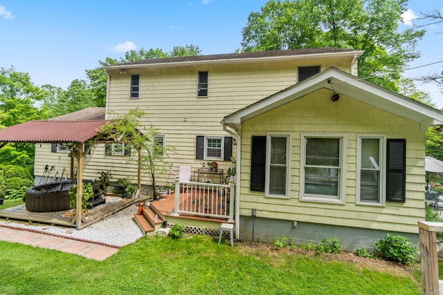 30 Hi Barlow Rd, Newtown, CT 06470 - rear view of property with a deck and a lawn