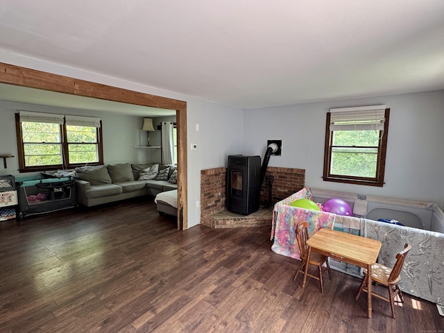 83 Shingle Mill Rd, Harwinton, CT 06791 - living room with a wood stove and wood finished floors