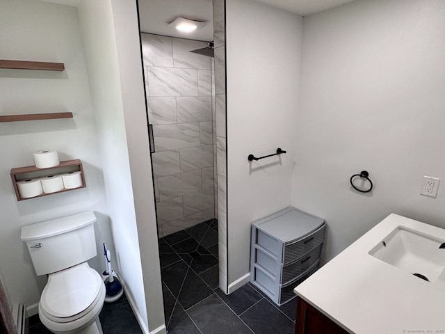 83 Shingle Mill Rd, Harwinton, CT 06791 - bathroom featuring vanity, walk in shower, toilet, and baseboards