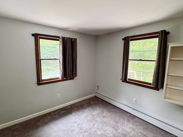 83 Shingle Mill Rd, Harwinton, CT 06791 - spare room with baseboard heating, dark carpet, and baseboards