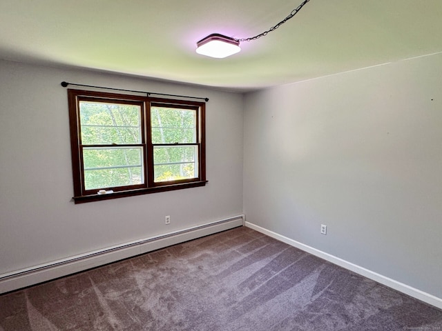 83 Shingle Mill Rd, Harwinton, CT 06791 - unfurnished room with a baseboard heating unit and dark colored carpet