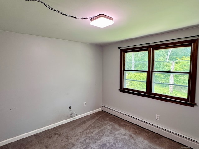83 Shingle Mill Rd, Harwinton, CT 06791 - empty room featuring a baseboard heating unit and dark carpet