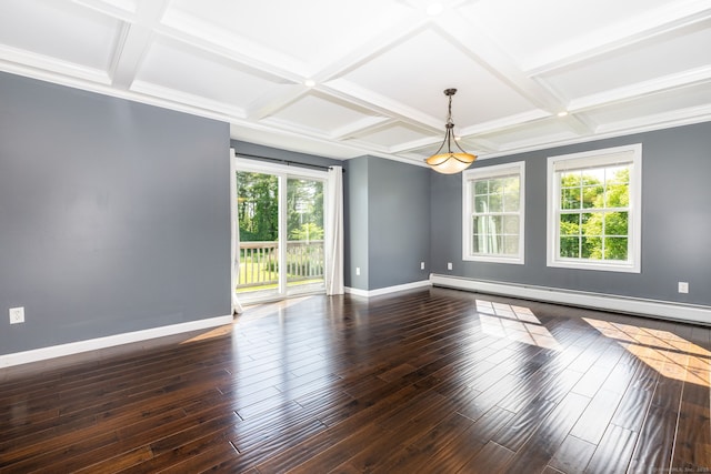 25 Cotton Bridge Rd, Killingly, CT 06241 - spare room with a baseboard heating unit, plenty of natural light, baseboards, coffered ceiling, and hardwood / wood-style floors