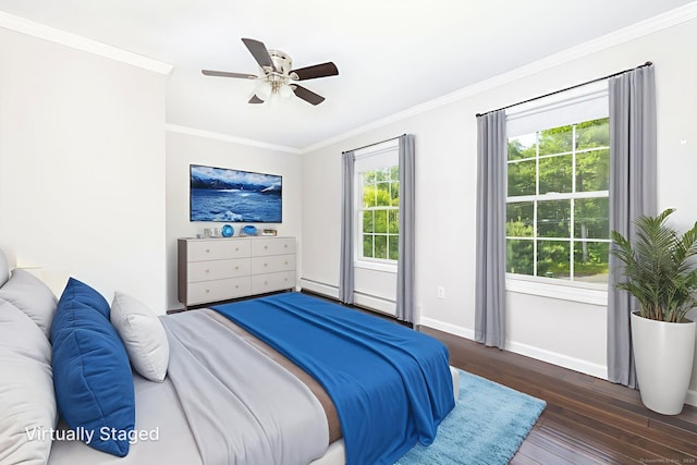 25 Cotton Bridge Rd, Killingly, CT 06241 - bedroom with wood-type flooring, crown molding, baseboards, and a ceiling fan