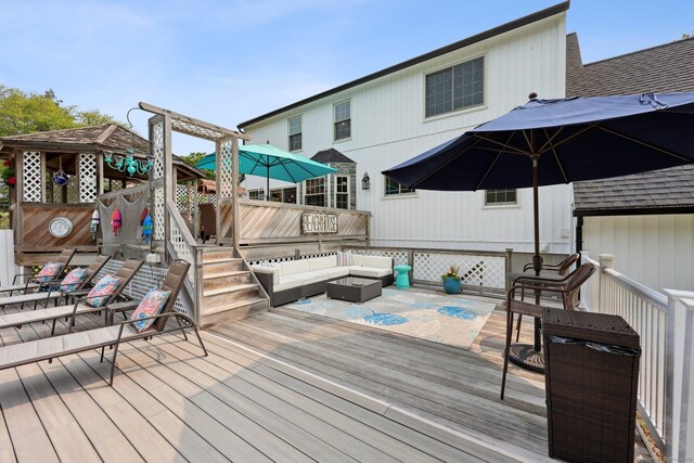 1 Spinnaker Rd, Waterford, CT 06385 - wooden terrace featuring an outdoor living space