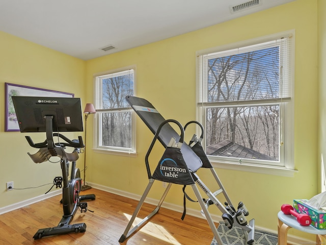 235 Lonetown Rd, Redding, CT 06896 - workout room with wood finished floors and baseboards