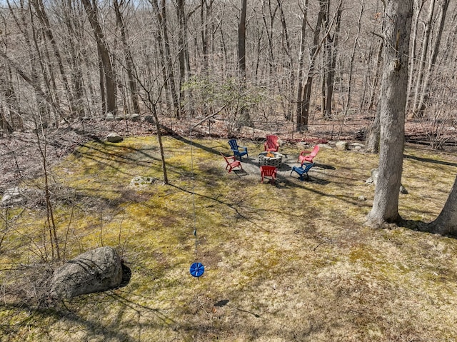 235 Lonetown Rd, Redding, CT 06896 - view of yard featuring an outdoor fire pit