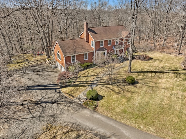 235 Lonetown Rd, Redding, CT 06896 - view of front of property featuring asphalt driveway, a chimney, and a shingled roof